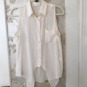 Chloe Silk Sleeveless Button Up Cream Blouse Size XS